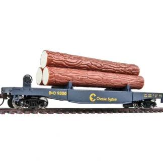 Trains | Walthers 931-1772 HO Chessie Log Dump Car with 3 Logs #9300 - Ready to Run - Your Source for Gaming Essentials