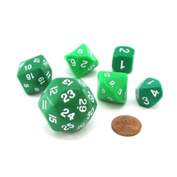 Who Knew Dice Set, 6 Pack of Unique D3, D5, D7, D16, D24, D30 Dice - Green - Your Source for Gaming Essentials Best Sale