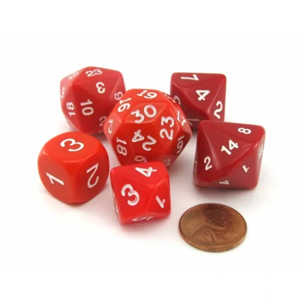 Who Knew Dice Set, 6 Pack of Unique D3, D5, D7, D16, D24, D30 Dice - Red - Your Source for Gaming Essentials Best Sale