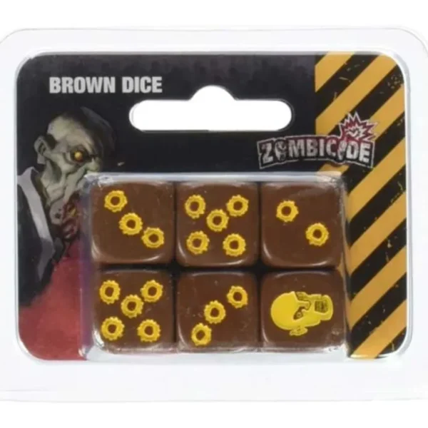 Zombicide: 6 Pack of Brown Dice with Yellow Pips - Your Source for Gaming Essentials Sale